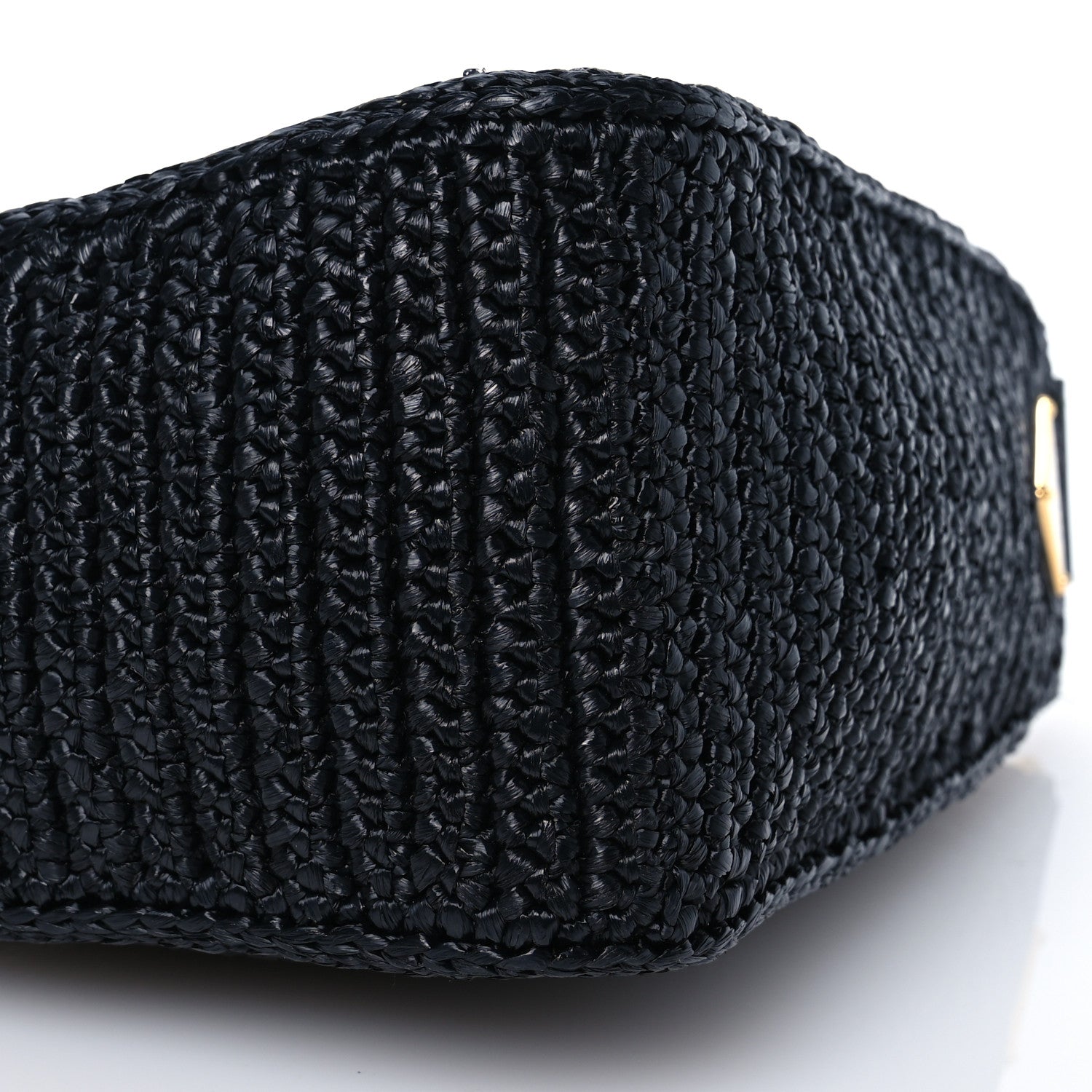 Prada Yarn Raffia Effect Crochet Triangle Shoulder Bag Black 10 of 12