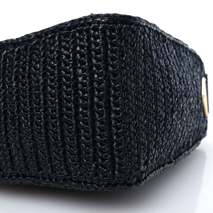Prada Yarn Raffia Effect Crochet Triangle Shoulder Bag Black 10 of 12