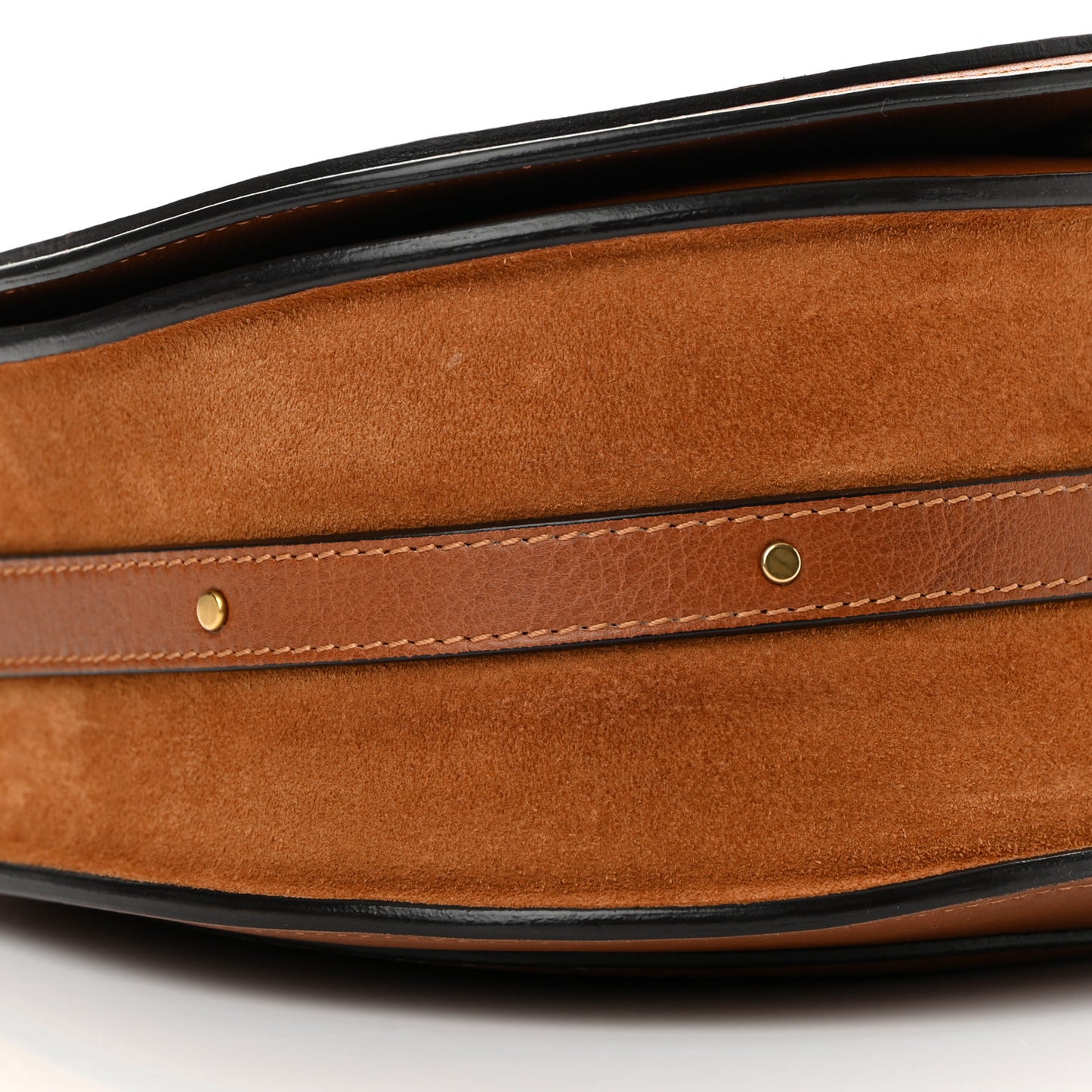 Calfskin Suede Medium Nile Bracelet Bag Caramel