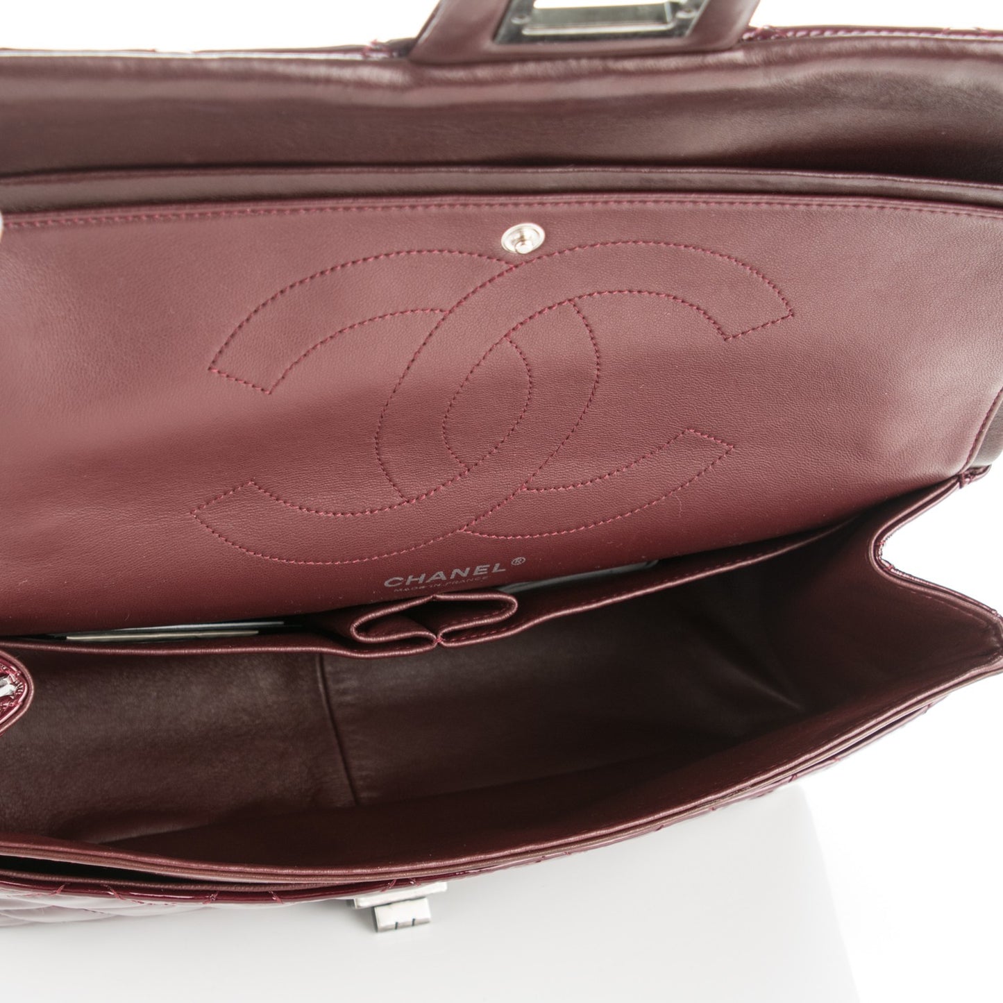 Patent Quilted 2.55 Reissue 227 Flap Light Burgundy