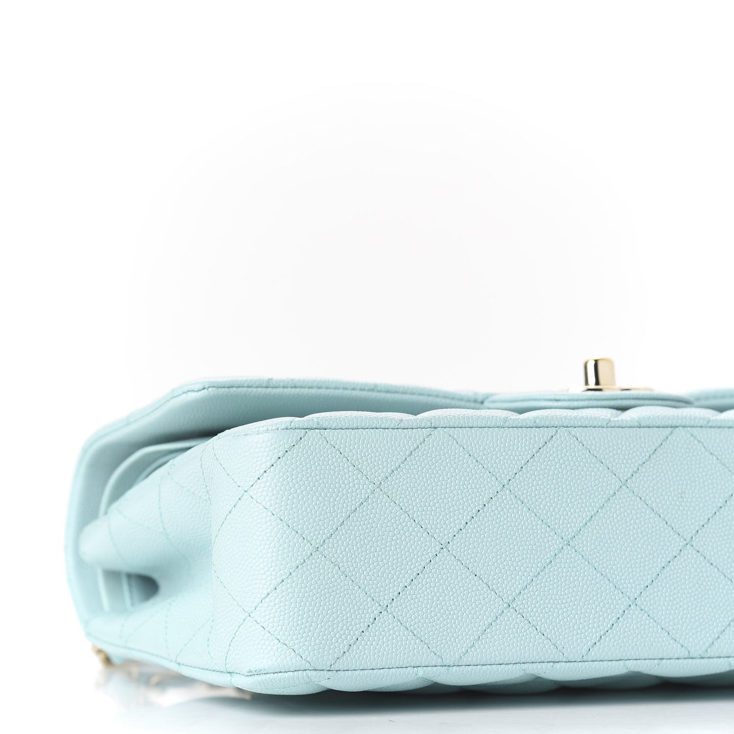 Caviar Quilted Medium Double Flap Light Blue