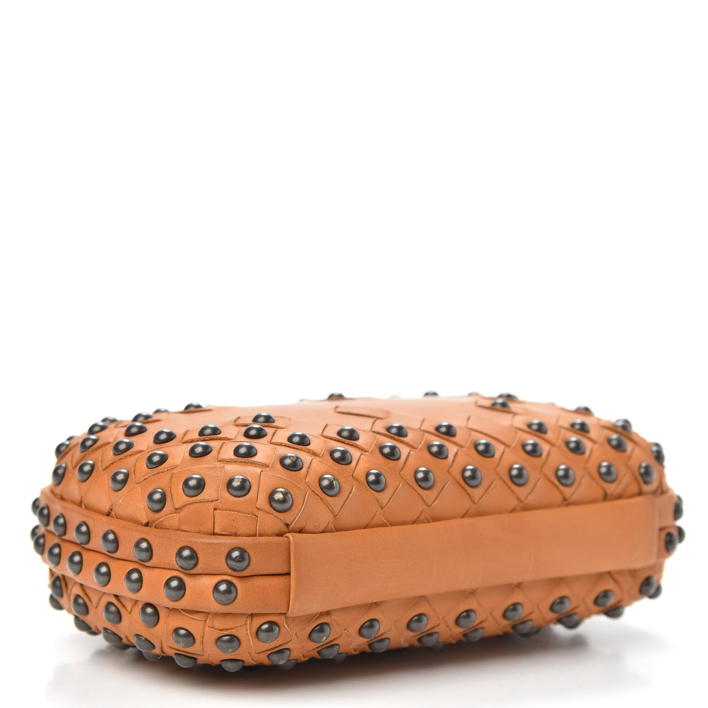 Waxy Nappa Intrecciato Knot Studded Clutch Topaz