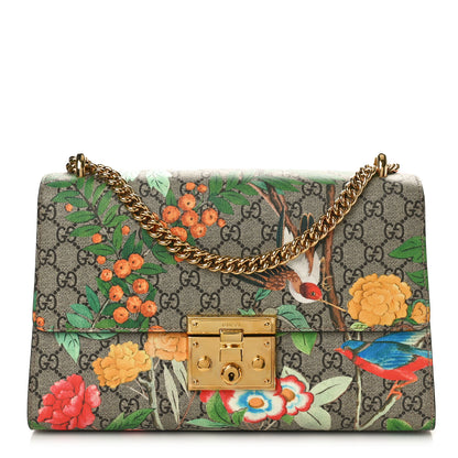 Gucci GG Supreme Monogram Tian Medium Padlock Shoulder Bag Beige Multicolor New Acero 1 of 10