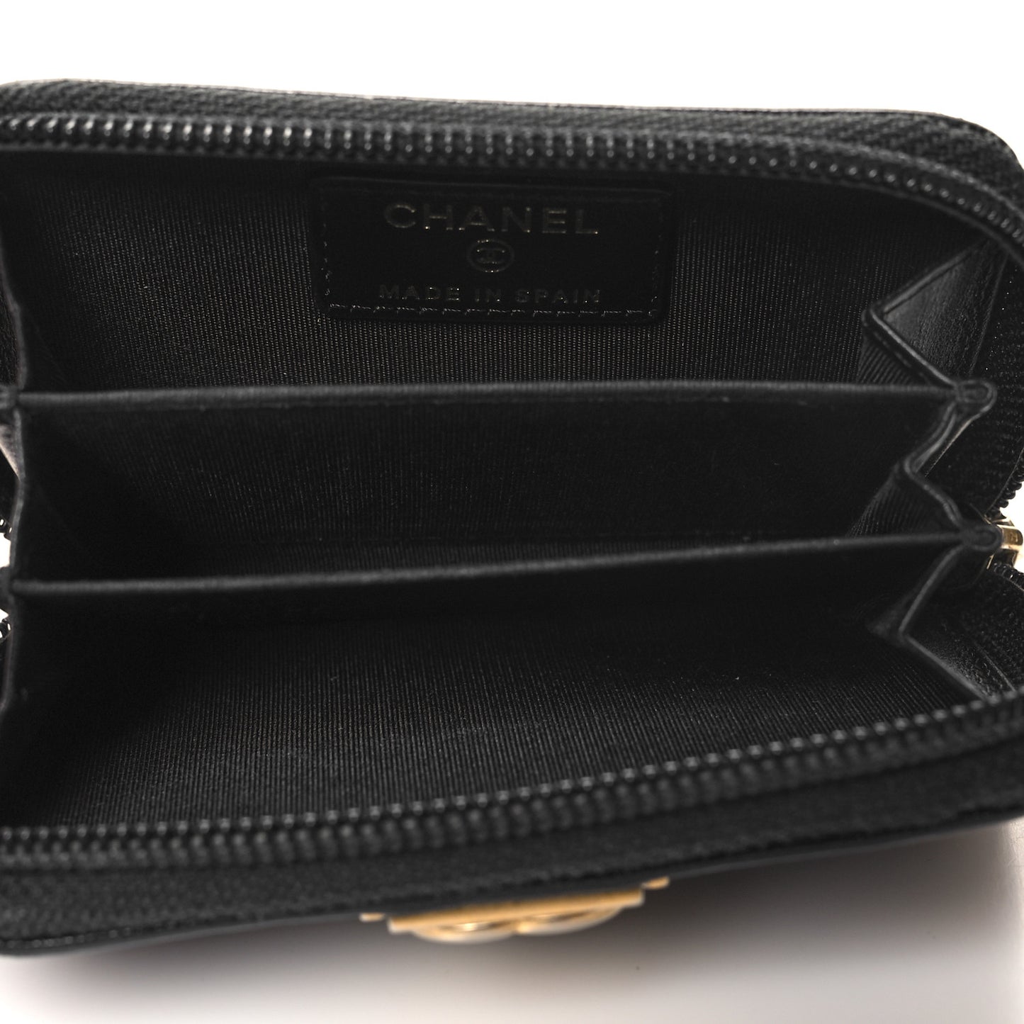 Caviar Quilted Boy Zip Around Coin Purse Wallet Black