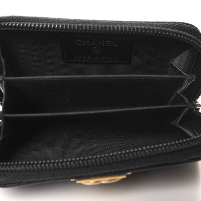 Chanel Caviar Quilted Boy Zip Around Coin Purse Wallet Black 5 of 8