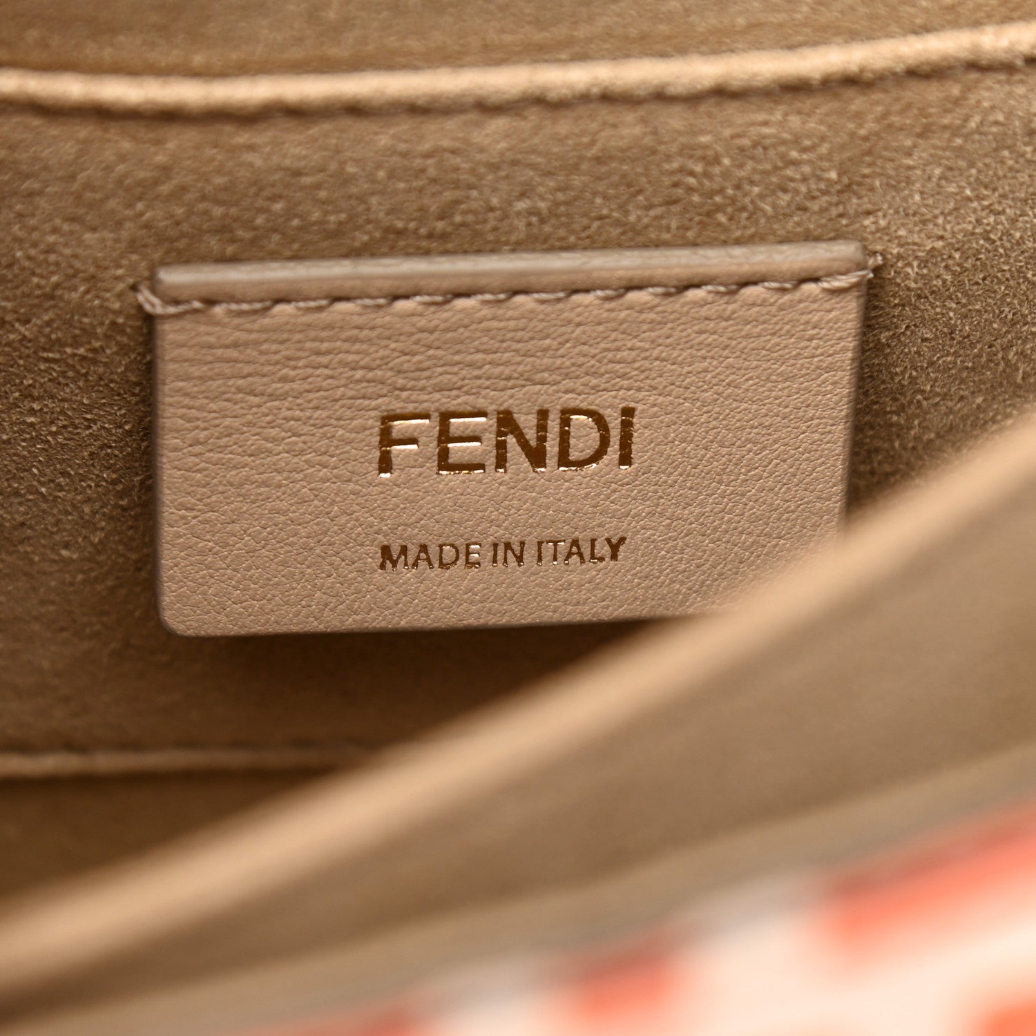 Fendi Vitello Liberty Bi-Color FF 1974 Embossed Small Kan I Shoulder Bag Camelia Aranciata 7 of 11
