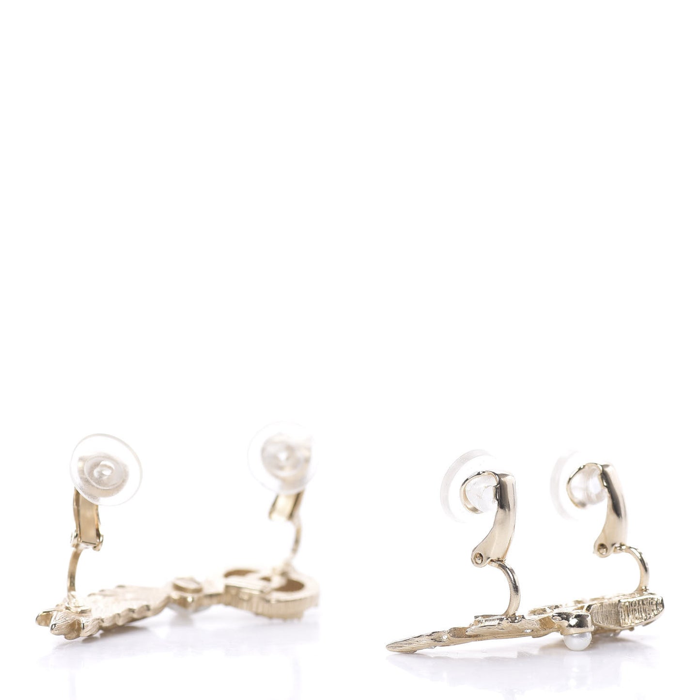 Resin Crystal Pearl Feather Star CC Clip On Earrings Gold