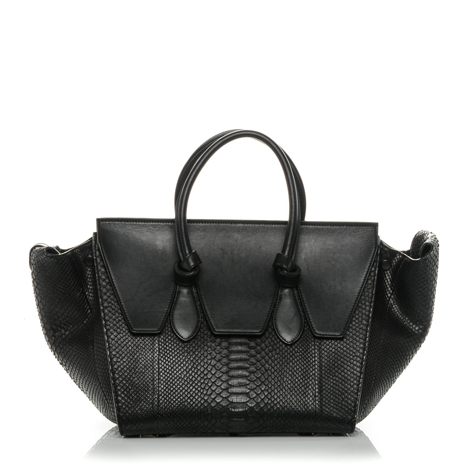 Celine Python Small Tie Knot Tote Black 1 of 6