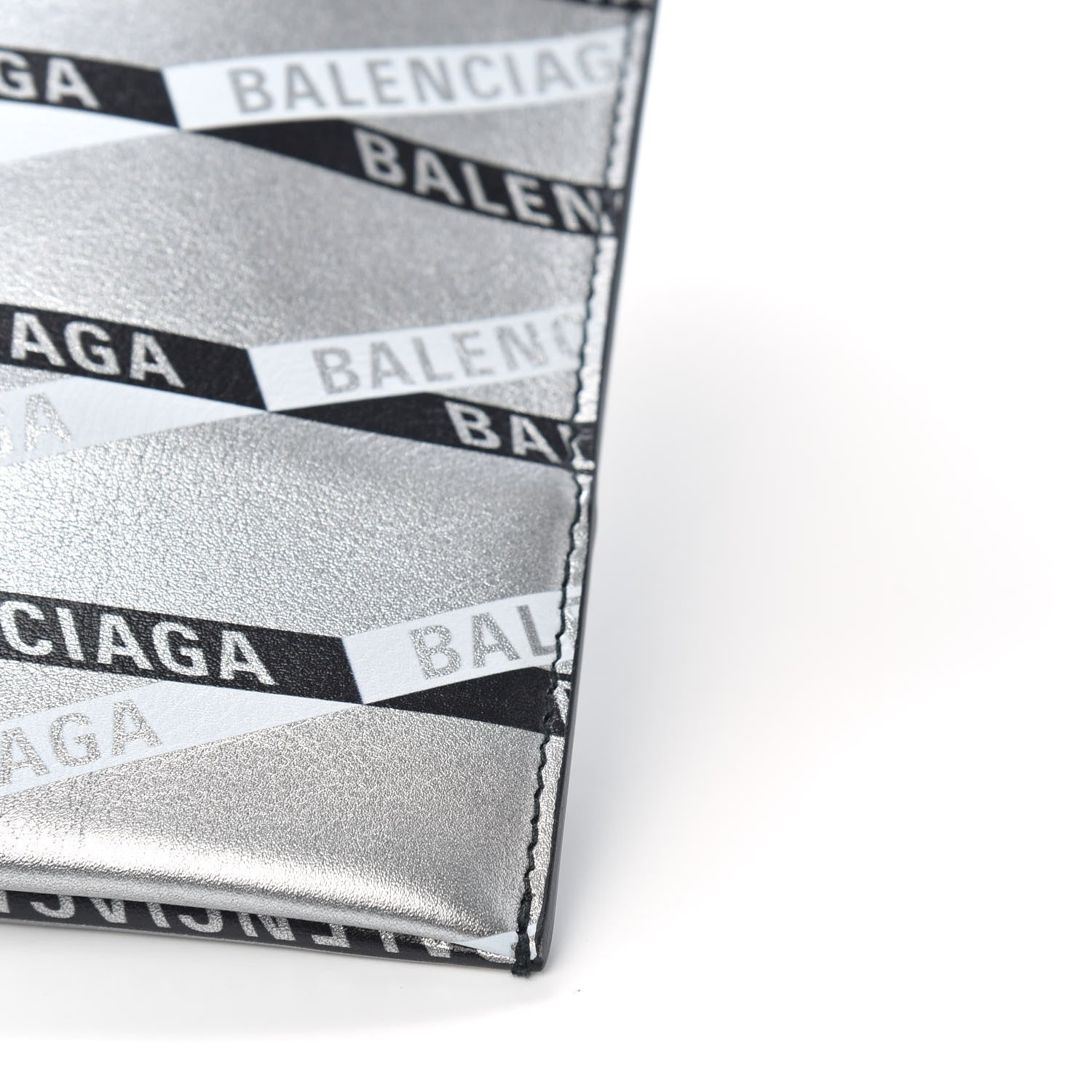 Balenciaga Metallic Calfskin Losange Monogram Plastic Bag Shopper S Silver Black White 8 of 9