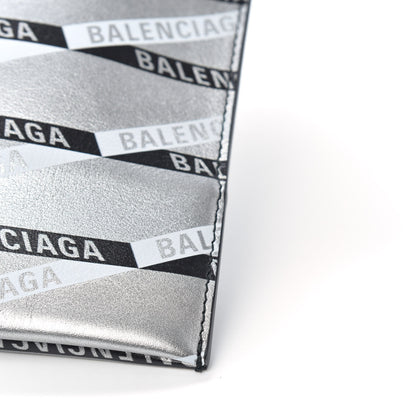 Balenciaga Metallic Calfskin Losange Monogram Plastic Bag Shopper S Silver Black White 8 of 9