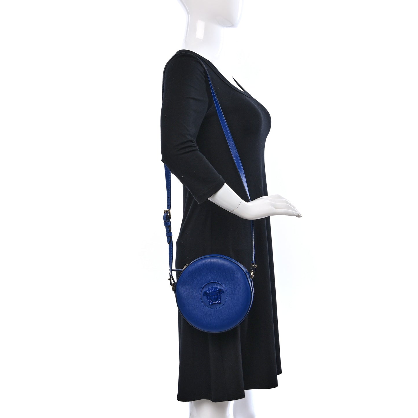 Calfskin La Medusa Round Camera Bag Blue