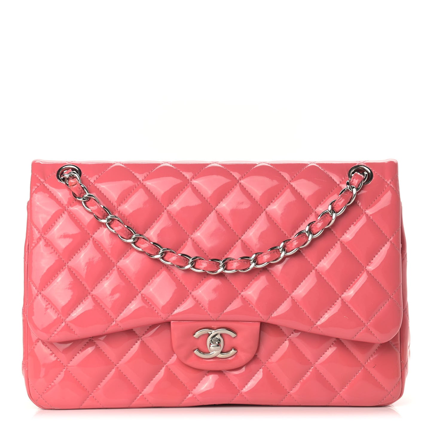 Patent Quilted Jumbo Double Flap Pink