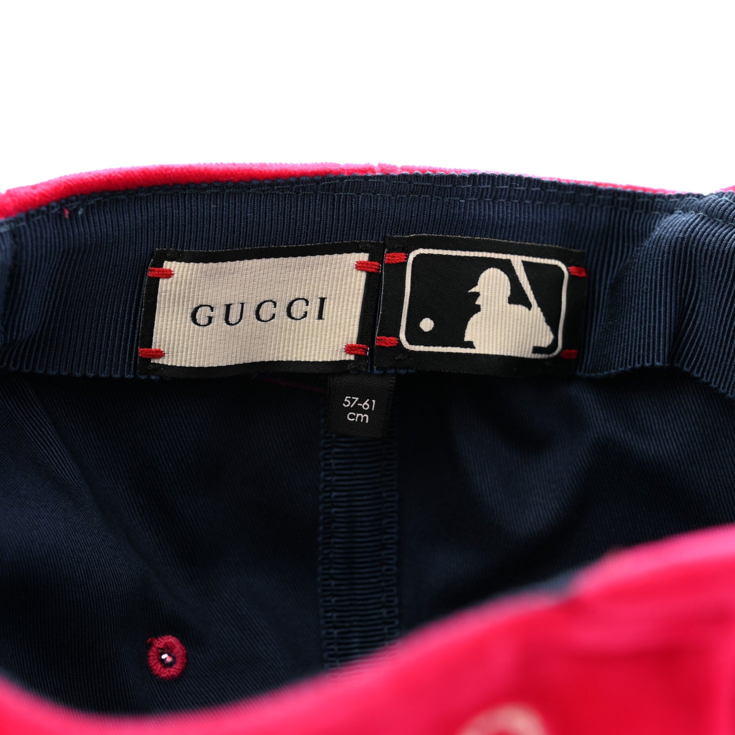 Gucci X MLB Velvet NY Yankees Baseball Hat 57-61 Pink 8 of 11