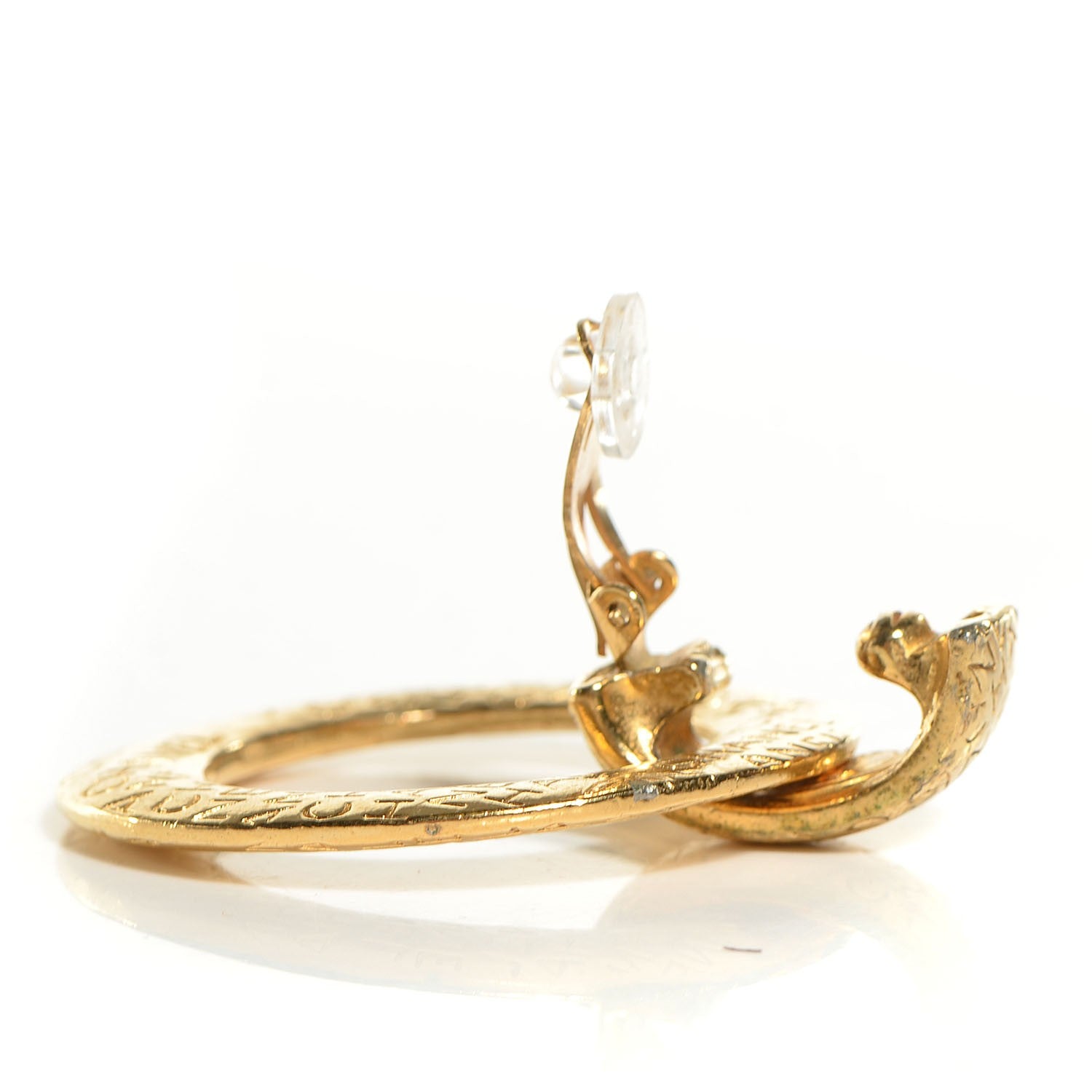 Chanel Hoop Clip On Earrings Gold 3 of 4