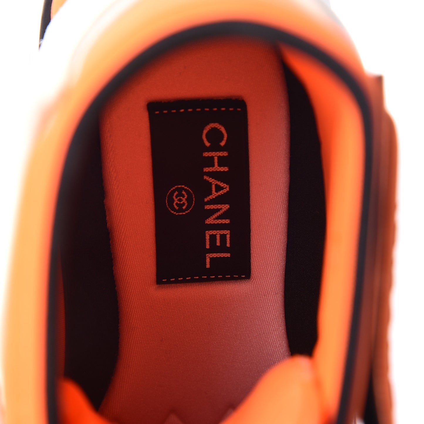 Suede Calfskin Lambskin Neoprene High Top CC Sneakers 37.5 White Fluo Orange