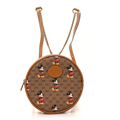 Gucci X DISNEY Mini Vintage GG Supreme Monogram Mickey Mouse Round Backpack Beige Vintage Sun Oil 1 of 10