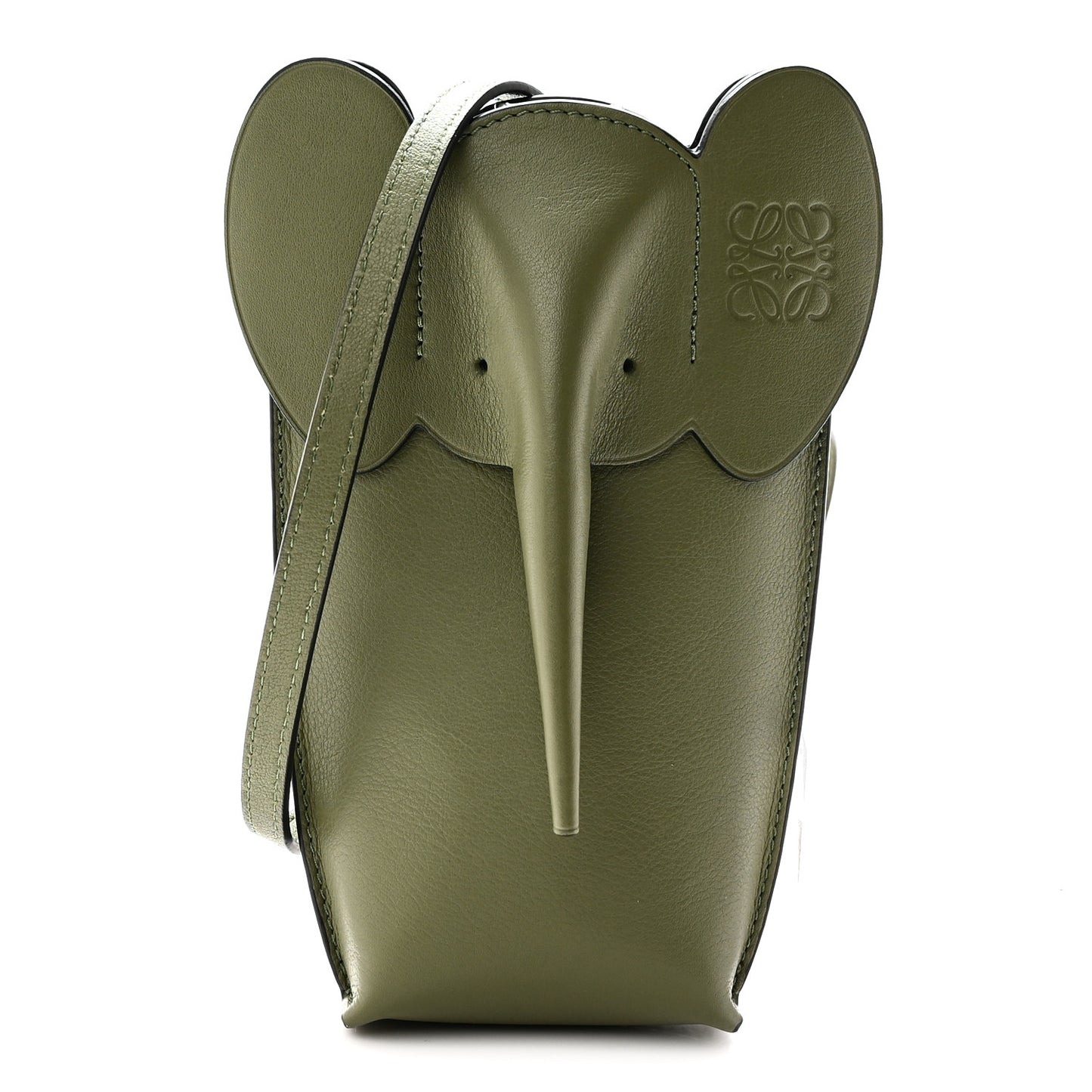 Calfskin Elephant Pouch Crossbody Bag Avocado