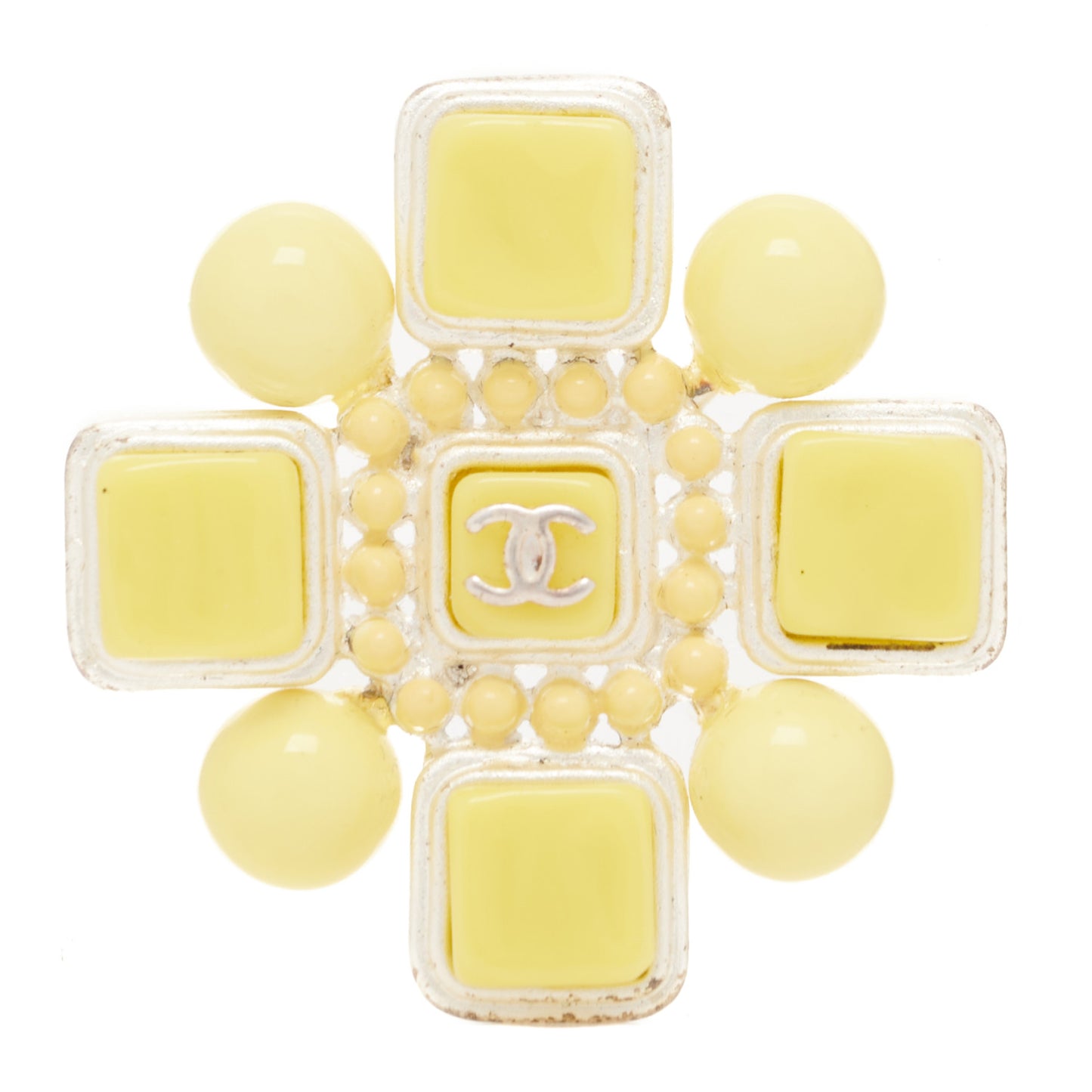 Enamel CC Brooch Yellow