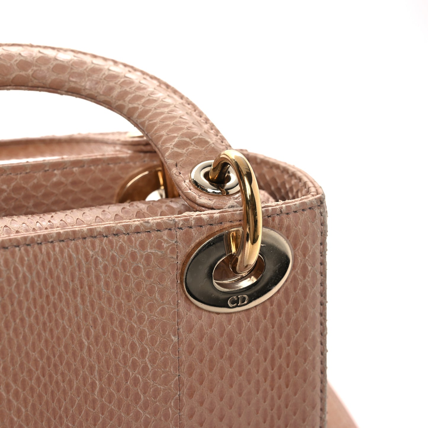 Snakeskin Mini Lady Dior Beige