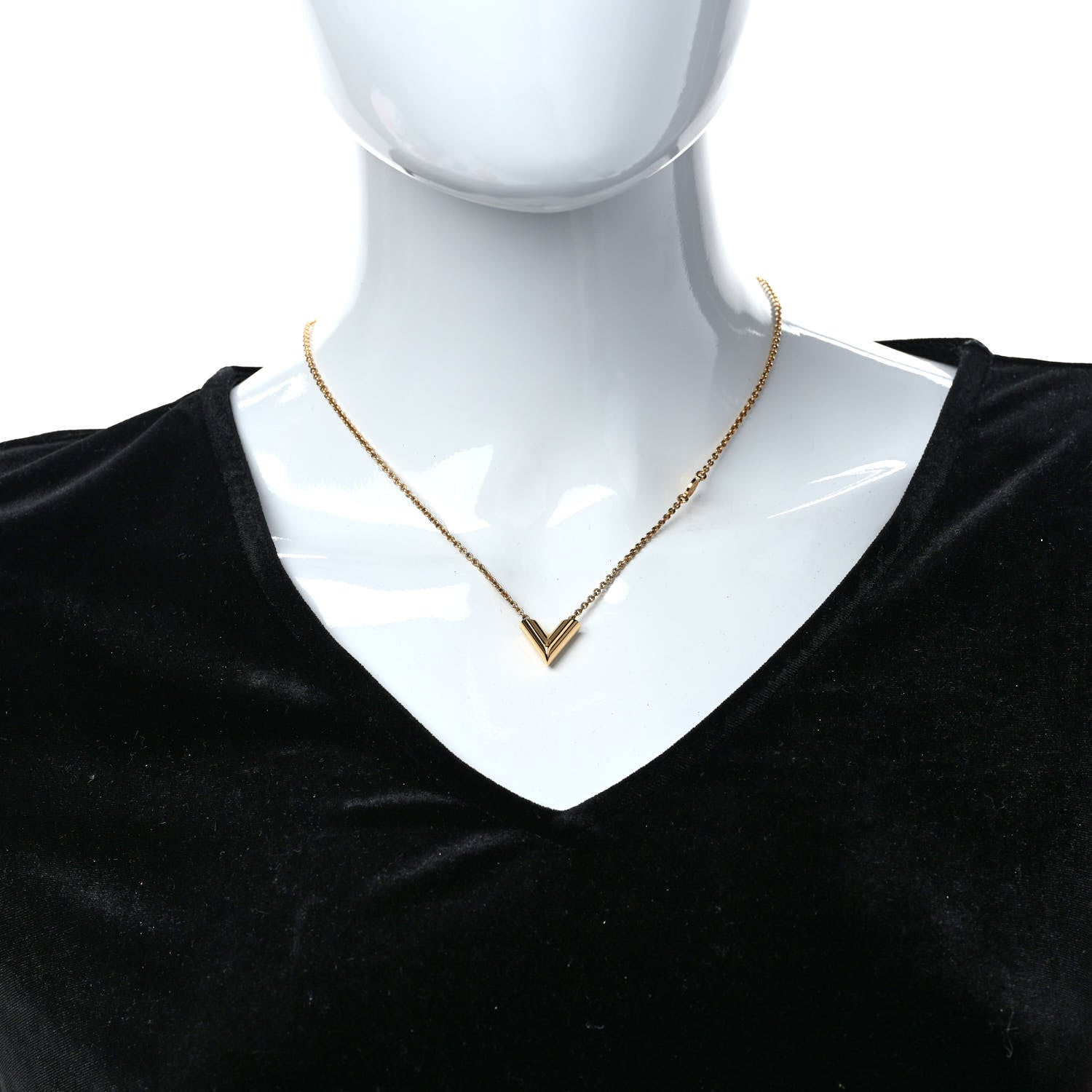 Louis Vuitton Brass Essential V Necklace Gold 2 of 6