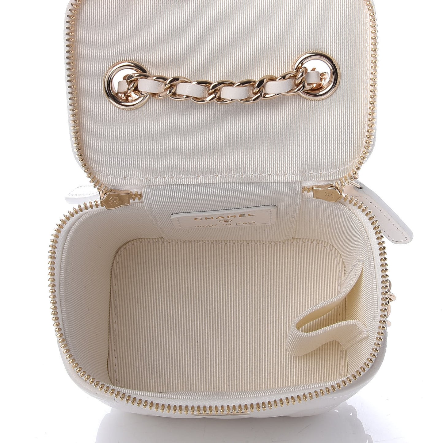 Lambskin Quilted My Chanel Lady Vanity Case With Chain White