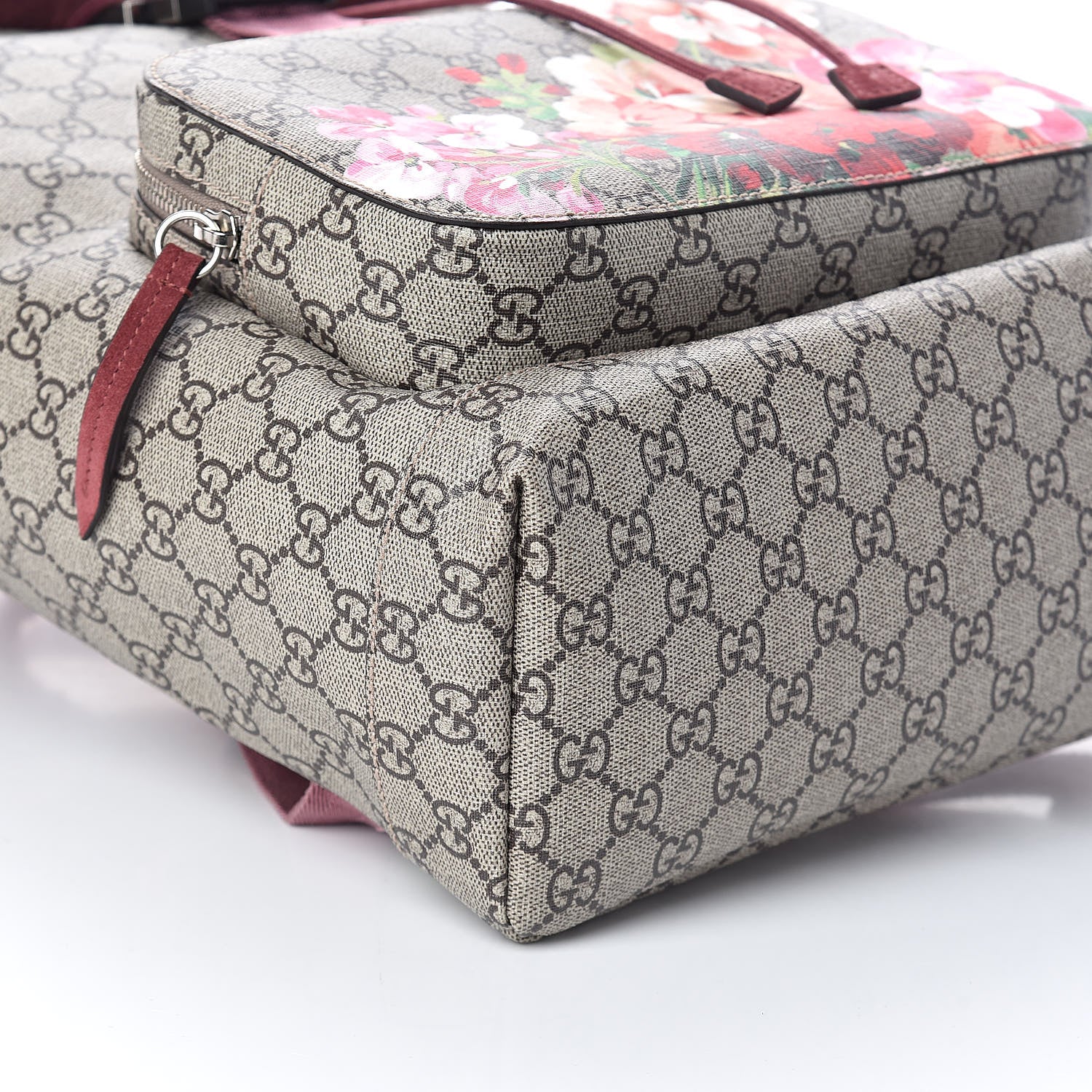 Gucci GG Supreme Monogram Blooms Medium Single Buckle Backpack Beige Multicolor Dry Rose 7 of 8