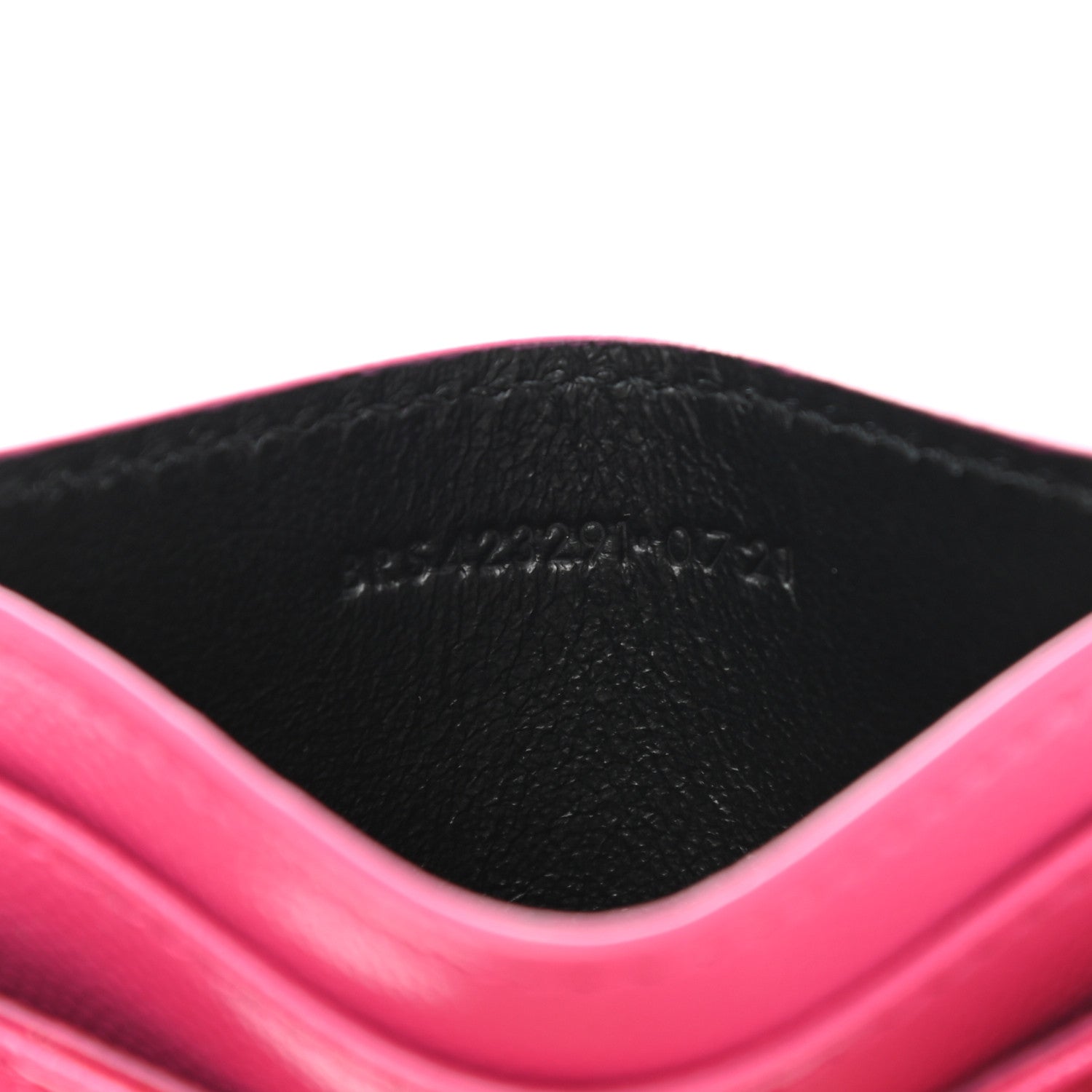 Saint Laurent Grain De Poudre Matelasse Chevron Monogram Credit Card Case Fresh Fuxia 7 of 8