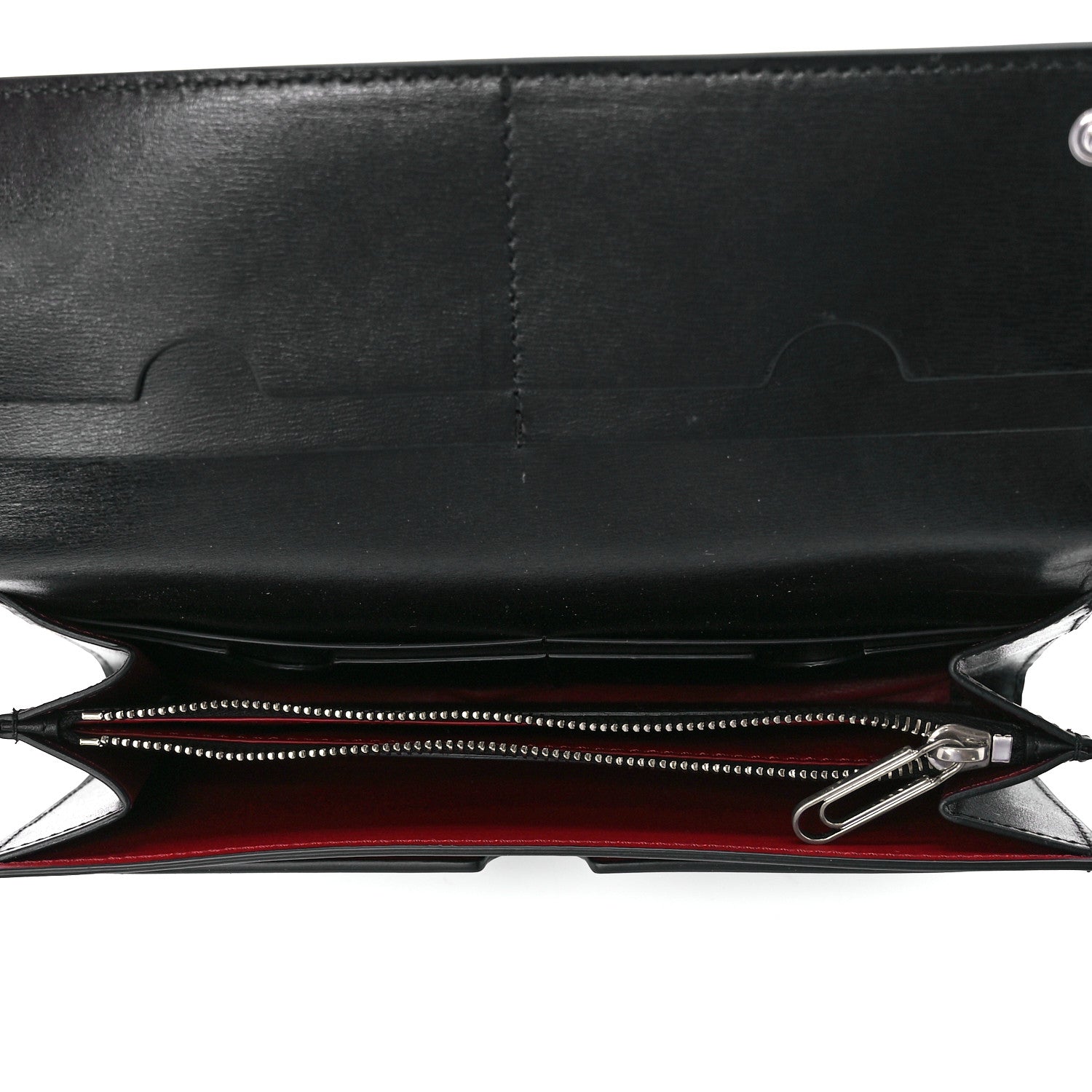 Off-White Calfskin Jitney Logo Flap Wallet On Chain Black 5 of 10