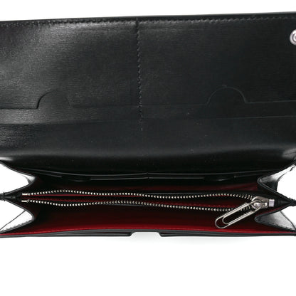 Off-White Calfskin Jitney Logo Flap Wallet On Chain Black 5 of 10
