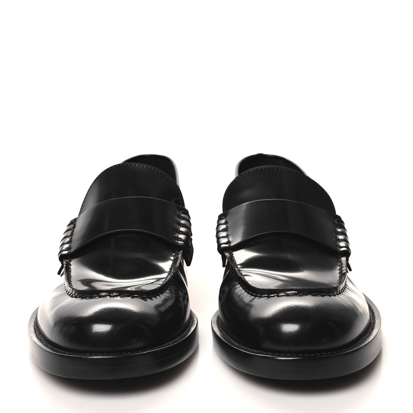 Shiny Calfskin Logo Loafers 38.5 Black