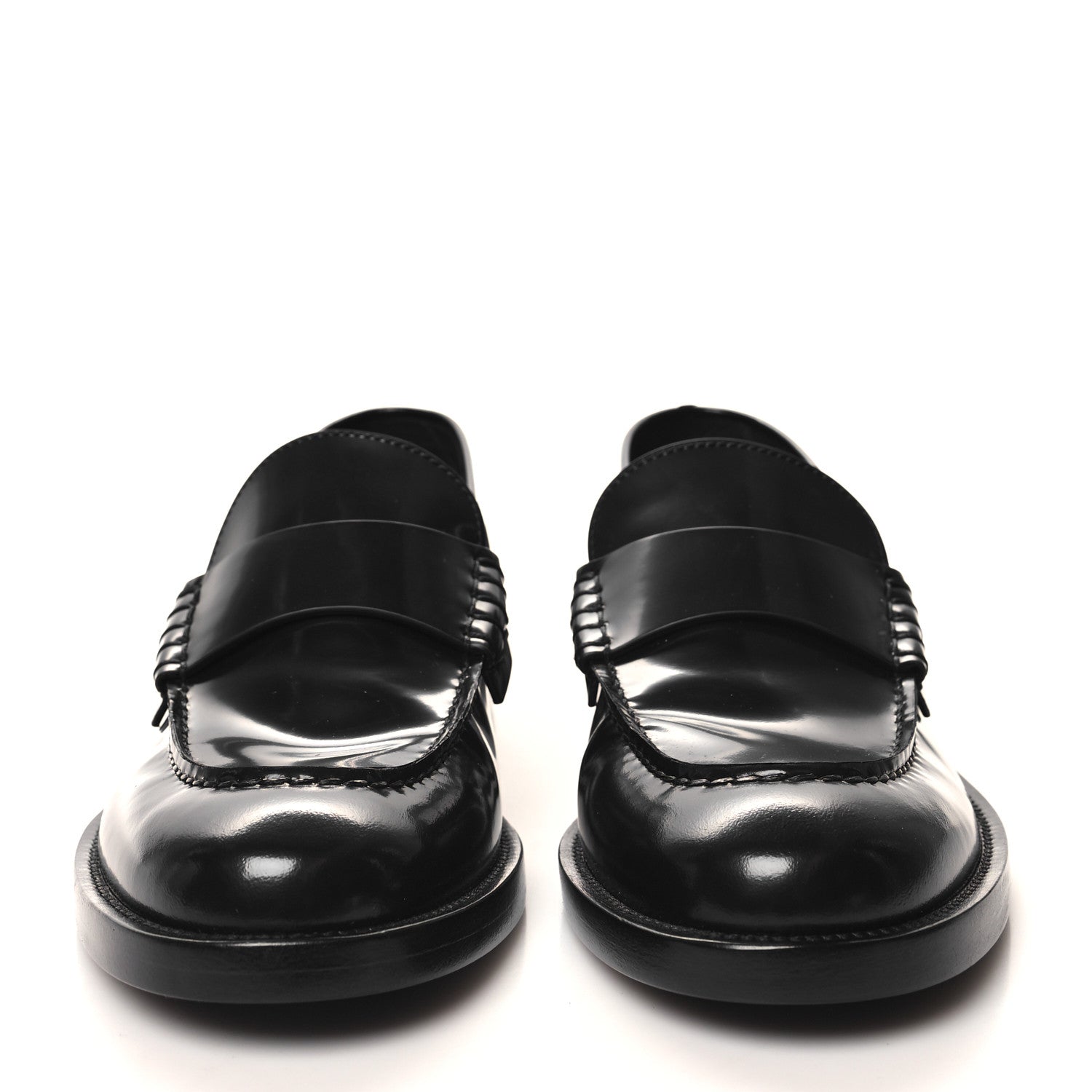 Chanel Shiny Calfskin Logo Loafers 38.5 Black 2 of 9