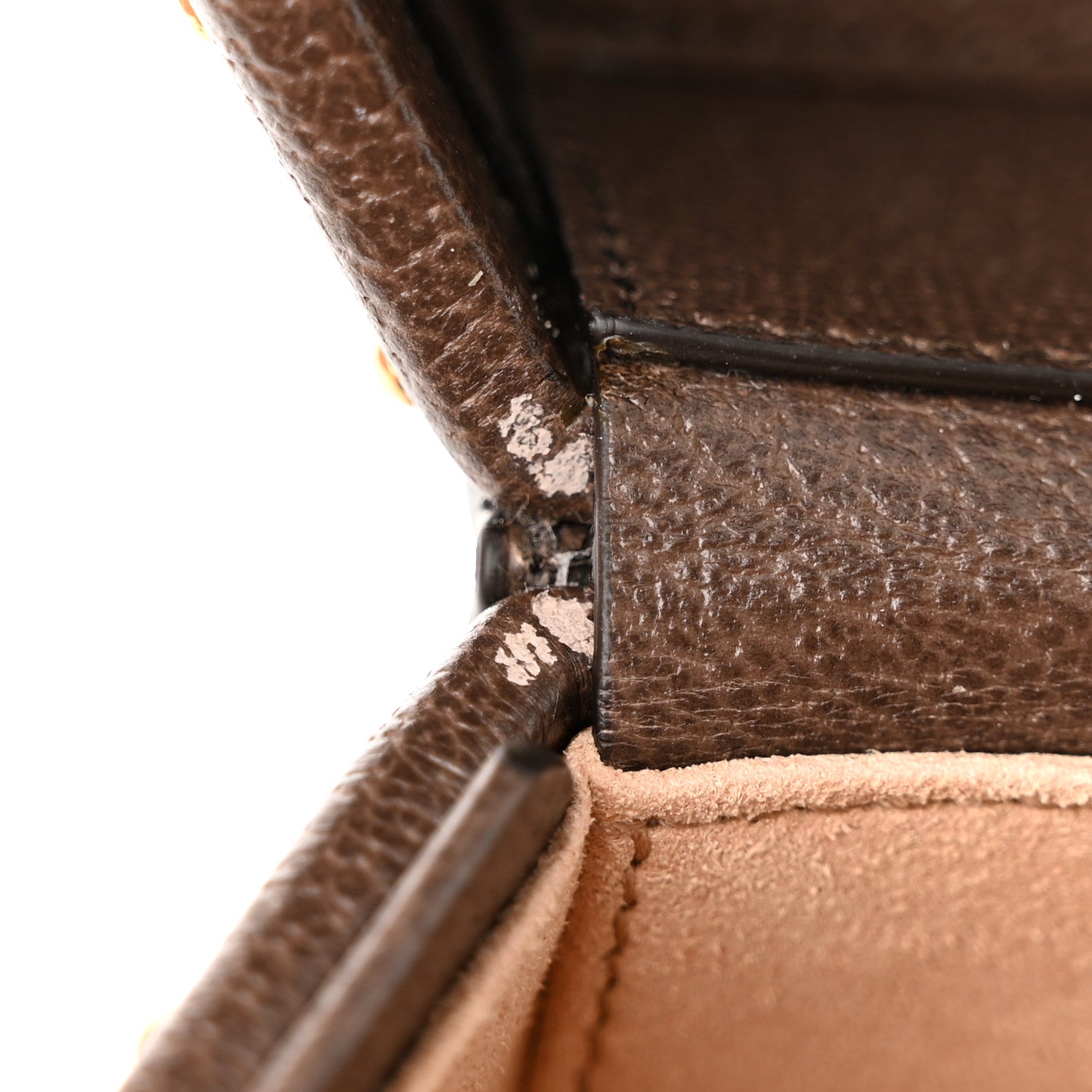 Gucci GG Supreme Monogram Textured Dollar Calfskin Studded Padlock Hexagon Top Handle Case Beige Ebony New Acero 10 of 11