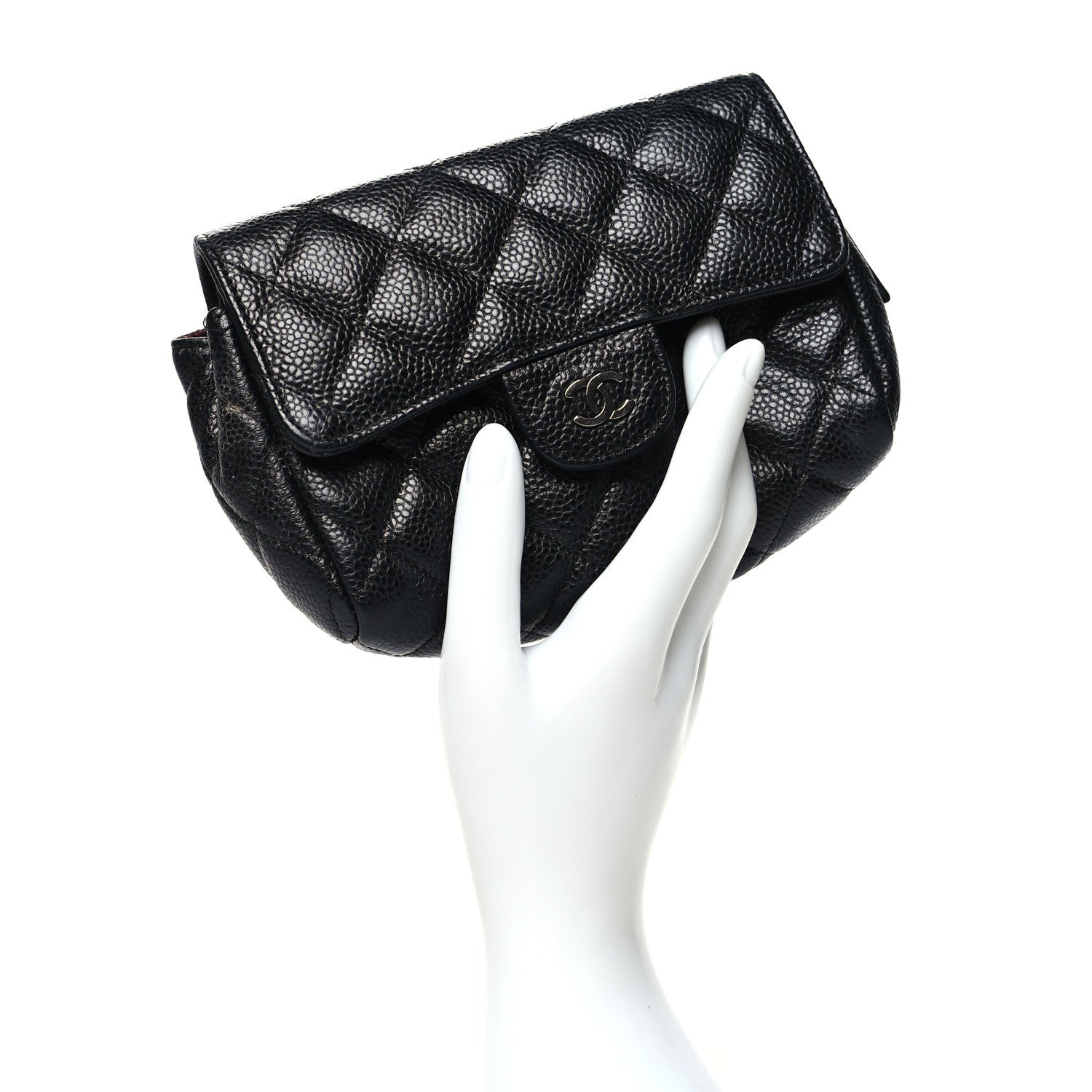 Chanel Caviar Quilted Flap Cosmetic Case Black 2 of 12