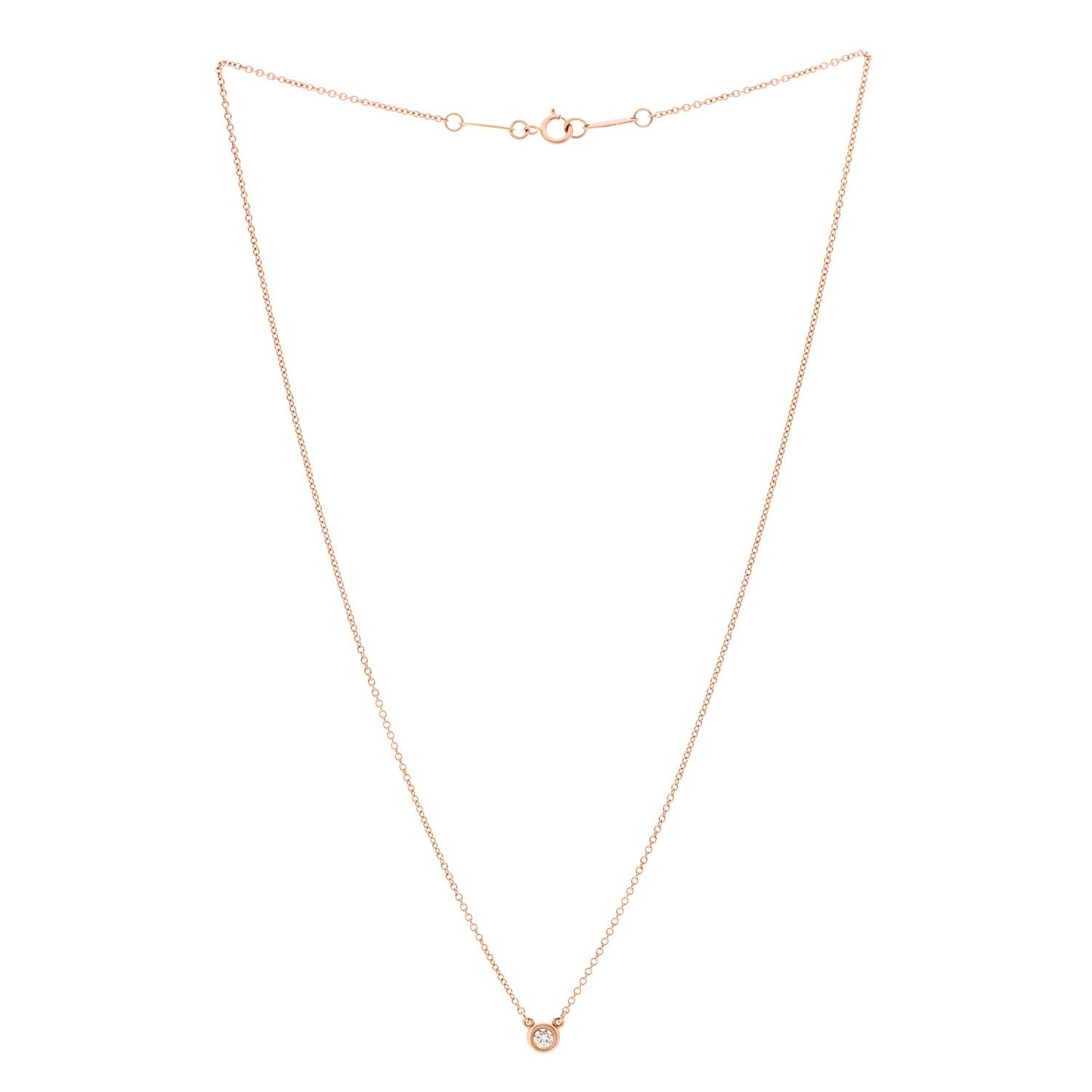 18K Rose Gold Diamond .10ct Elsa Peretti Diamonds by the Yard Pendant Necklace