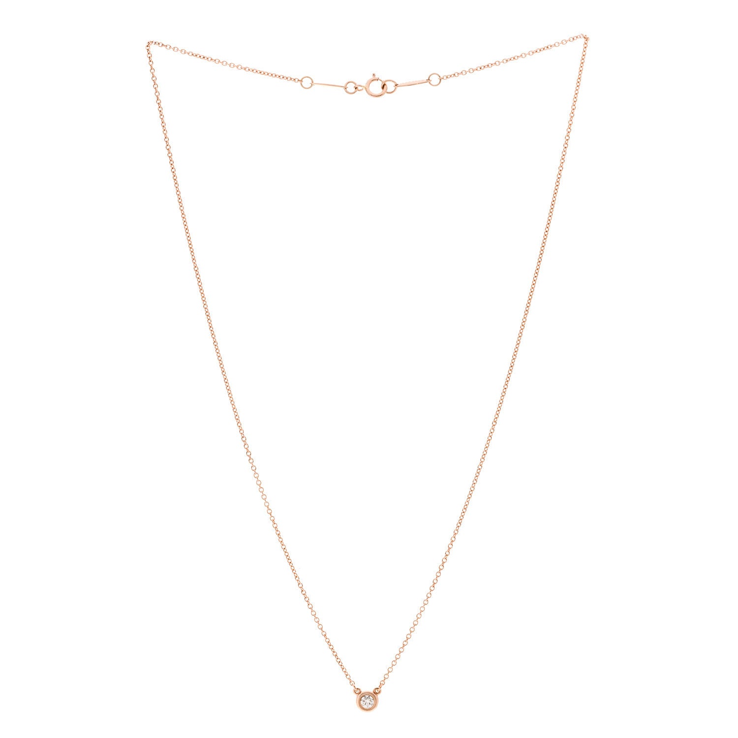 Tiffany 18K Rose Gold Diamond .10ct Elsa Peretti Diamonds by the Yard Pendant Necklace 3 of 5