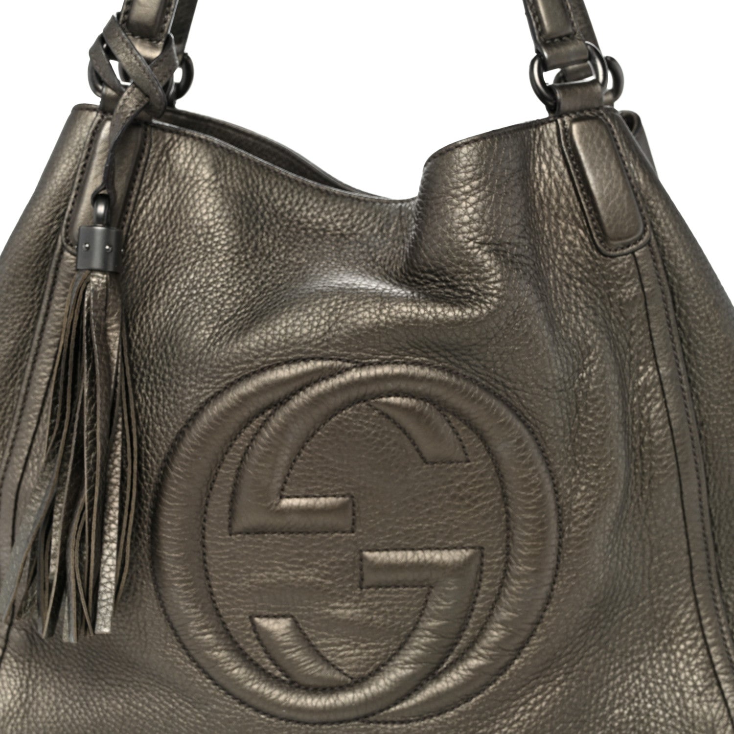Gucci Metallic Cellarius Calfskin Medium Soho Shoulder Bag Sasso 8 of 10