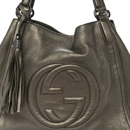 Gucci Metallic Cellarius Calfskin Medium Soho Shoulder Bag Sasso 8 of 10