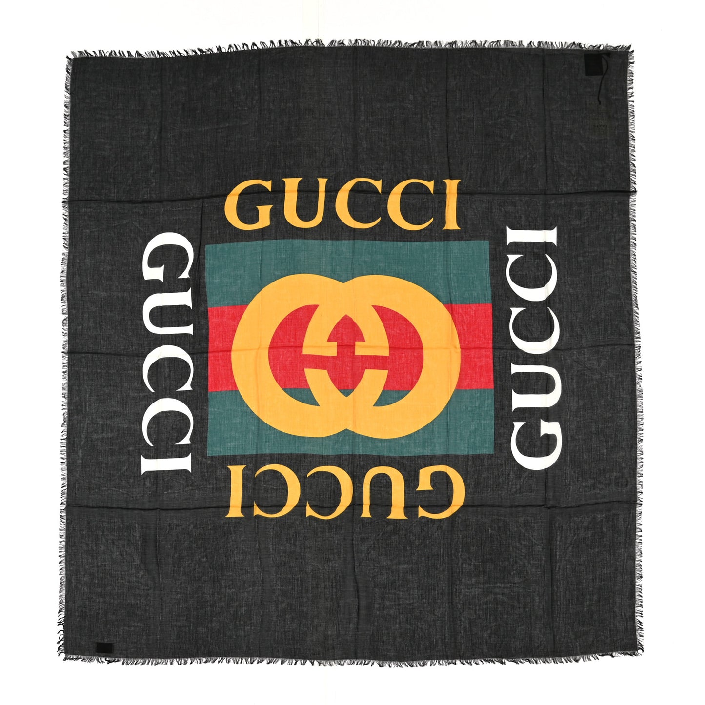 Modal Silk Coco Capitan Logo Square Scarf Black
