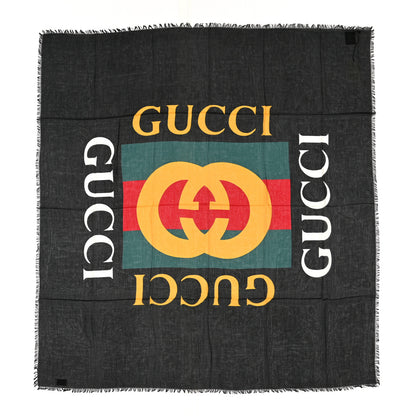 Gucci Modal Silk Coco Capitan Logo Square Scarf Black 1 of 4