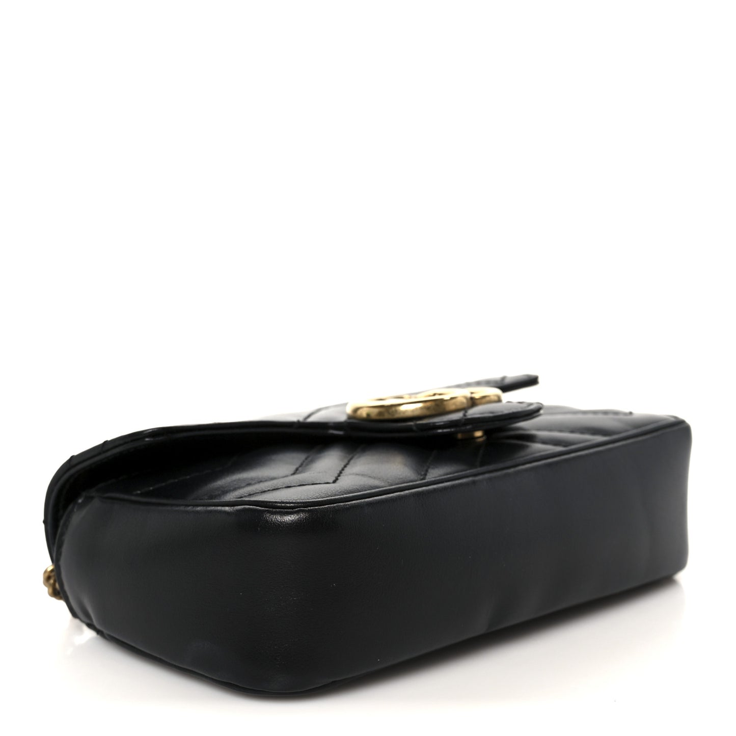 Calfskin Matelasse Super Mini GG Marmont Shoulder Bag Black