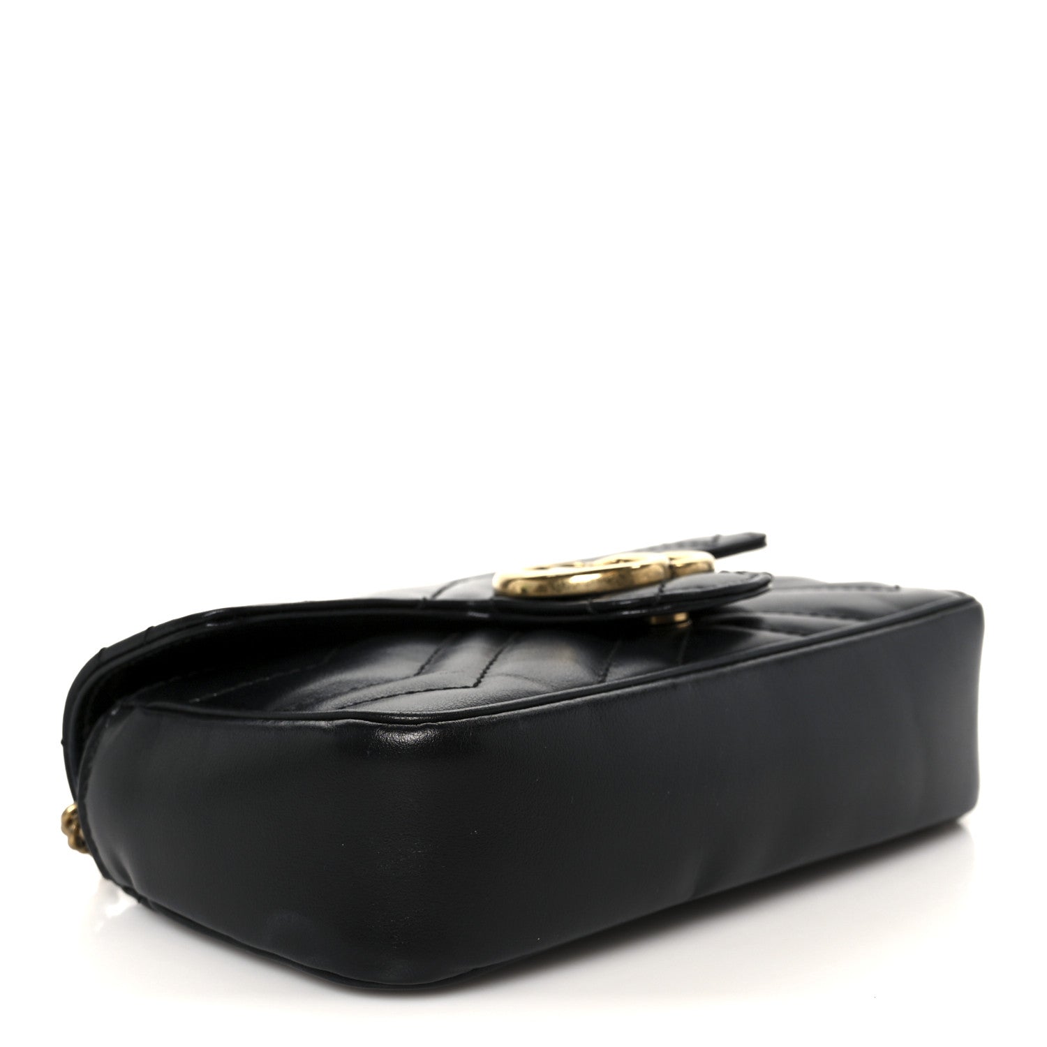 Gucci Calfskin Matelasse Super Mini GG Marmont Shoulder Bag Black 4 of 11