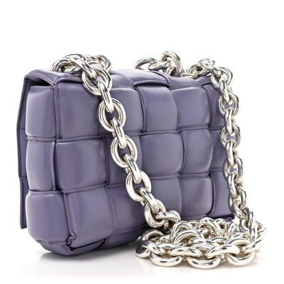Bottega Veneta Lambskin Maxi Intreccio Padded Chain Cassette Crossbody Bag Lavender 3 of 12