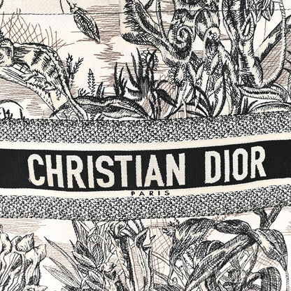 Christian Dior Canvas Embroidered Toile De Jouy Book Tote White Black 8 of 13