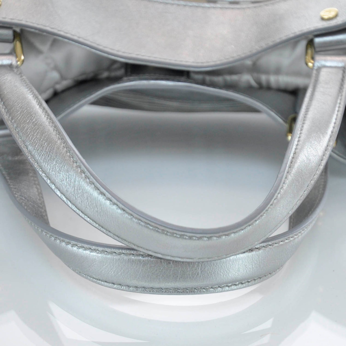 Haymarket Check Sliced Satchel Metallic