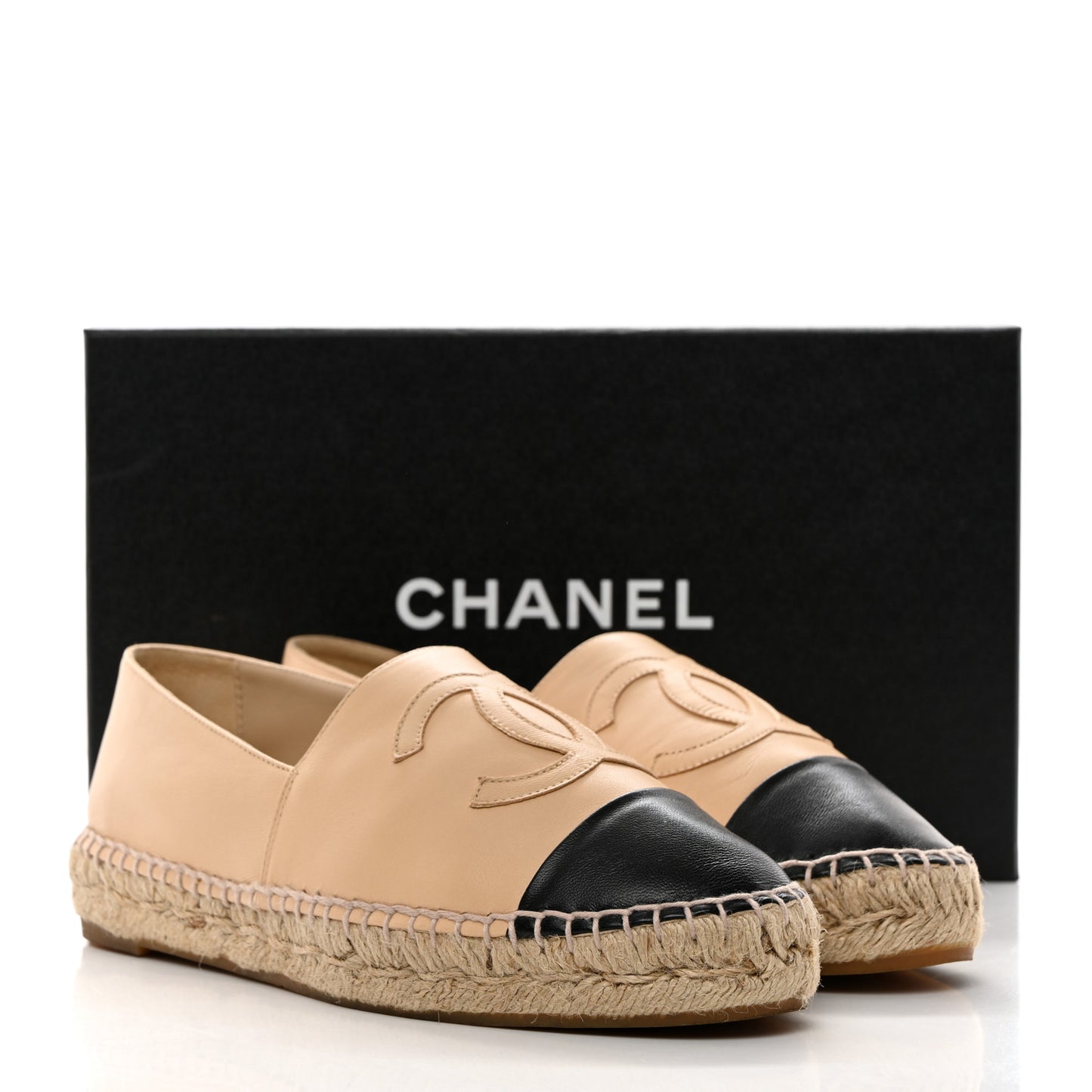 Lambskin CC Espadrilles 38 Beige Black