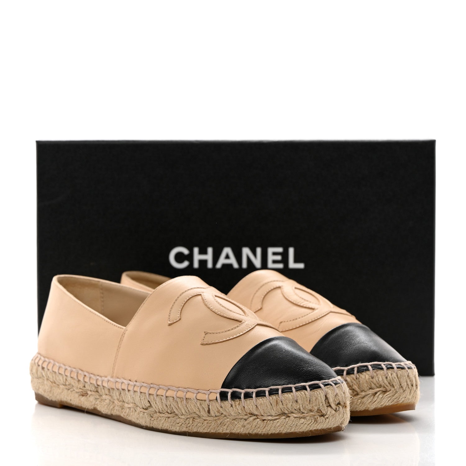 Chanel Lambskin CC Espadrilles 38 Beige Black 9 of 9