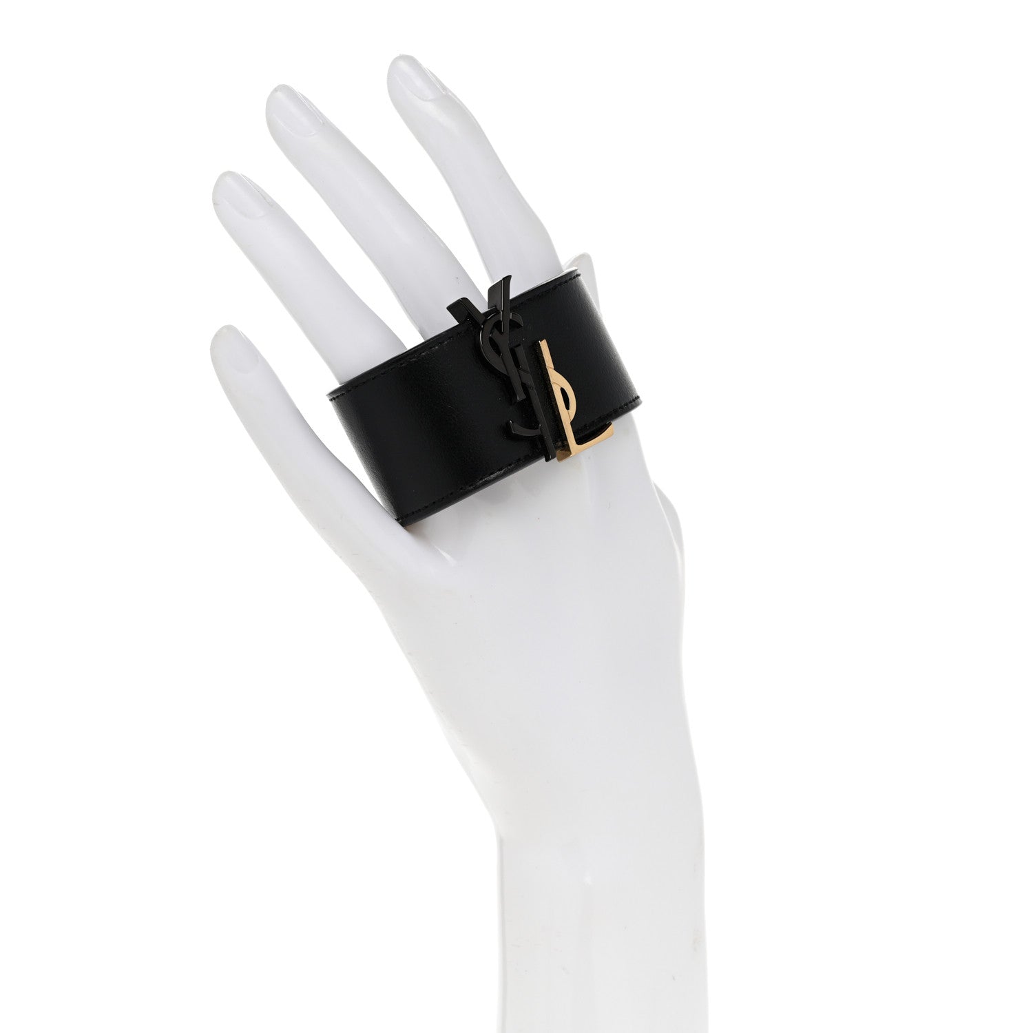 Saint Laurent Calfskin Monogram Bracelet Black 2 of 7