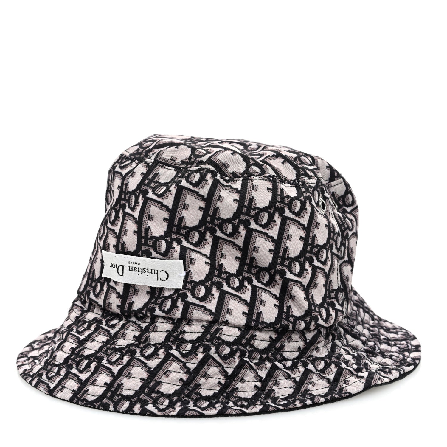 Christian Dior Polyester Cotton Oblique Teddy-D Brim Bucket Hat 58 Black 7 of 15