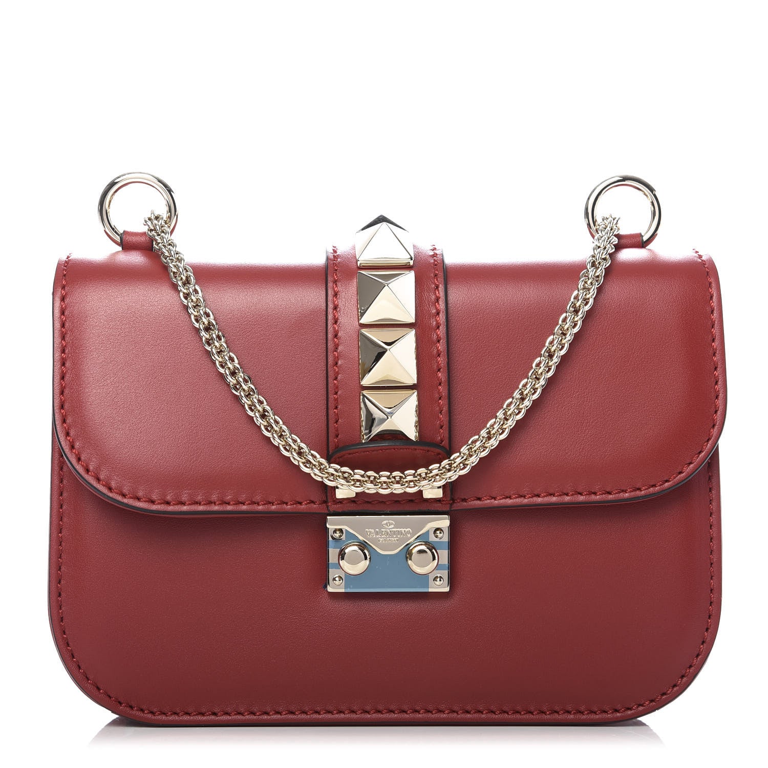 Valentino Garavani Vitello Small Glam Lock Rockstud Flap Scarlet 1 of 10