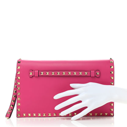 Valentino Garavani Nappa Rockstud Wristlet Clutch Pop Fuxia 2 of 7